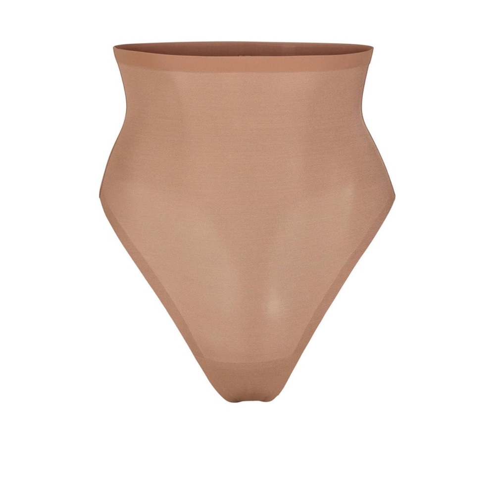 NEW! SKIMS SHEER SCULPT HIGH-WAISTED THONG OCHRE SIZE M